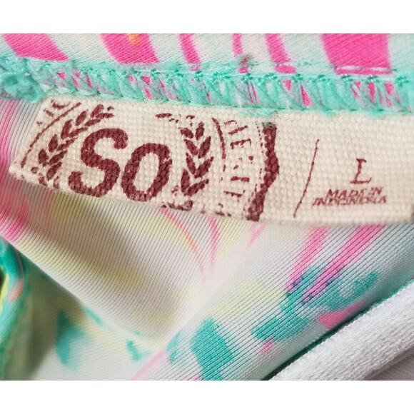 SO Bikini Strapless Top, Floral Pink - Size L - Picture 3 of 3